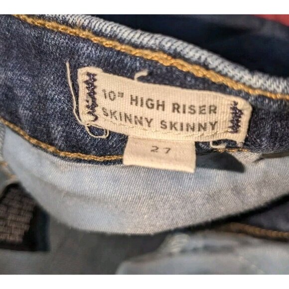 Madewell 10" High Riser Skinny Skinny Jeans Women's Size 27 Blue Distressed - Picture 8 of 9